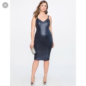 Blue, sequin, midi dress